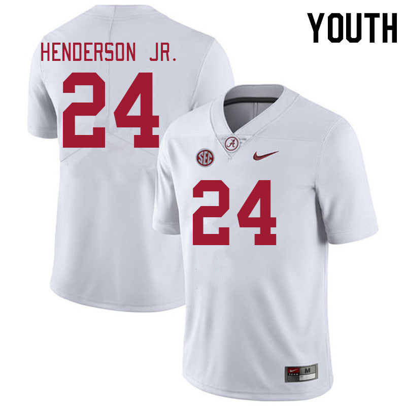 Youth #24 Emmanuel Henderson Jr. Alabama Crimson Tide College Footabll Jerseys Stitched-White
